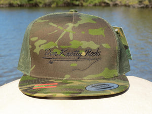 Don Knotty Rods Green Multi Cam Flat bill Trucker Hat