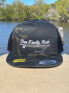 Don Knotty Rods Black Camo Flat Bill Trucker Hat