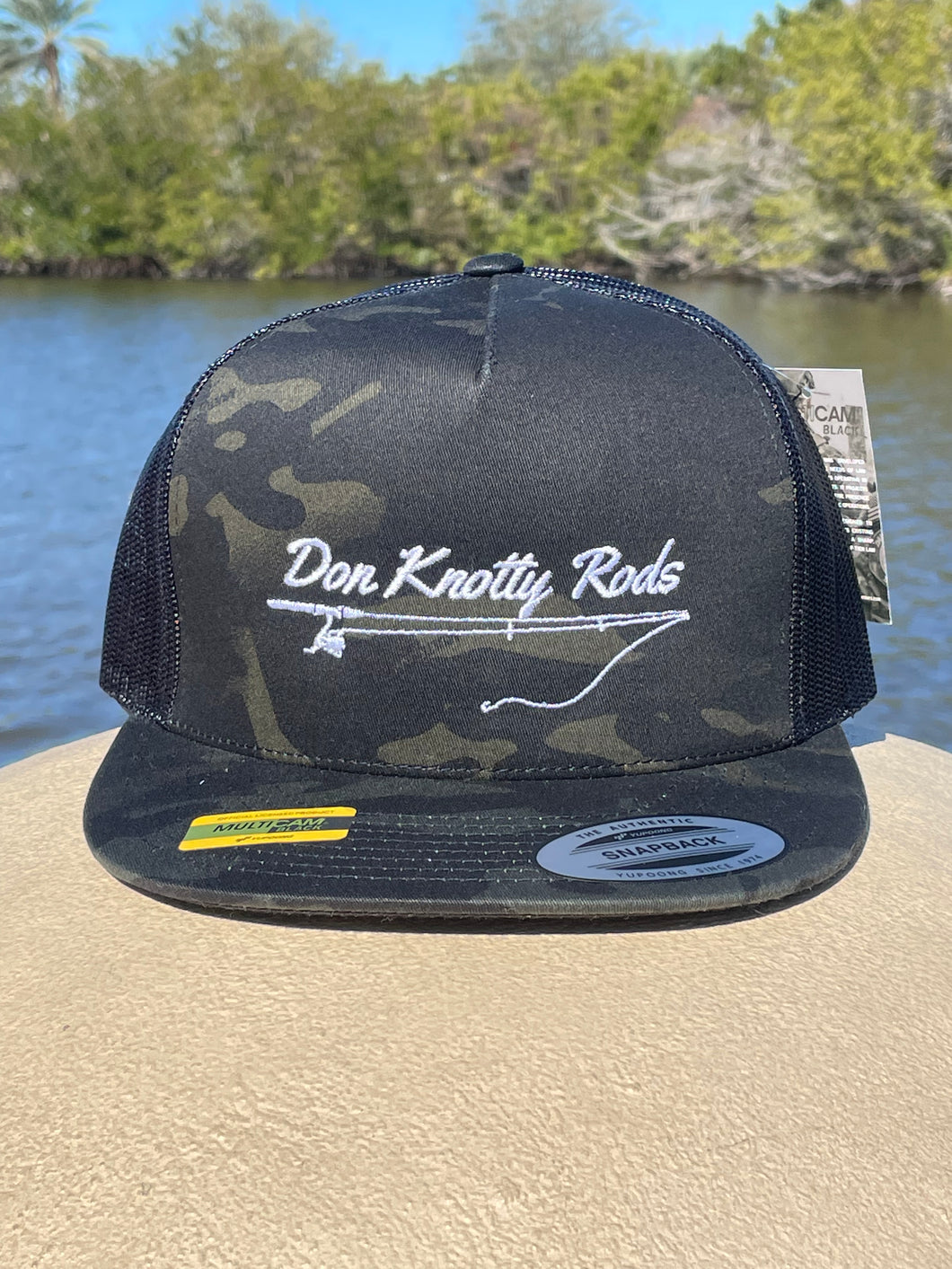 Don Knotty Rods Black Camo Flat Bill Trucker Hat